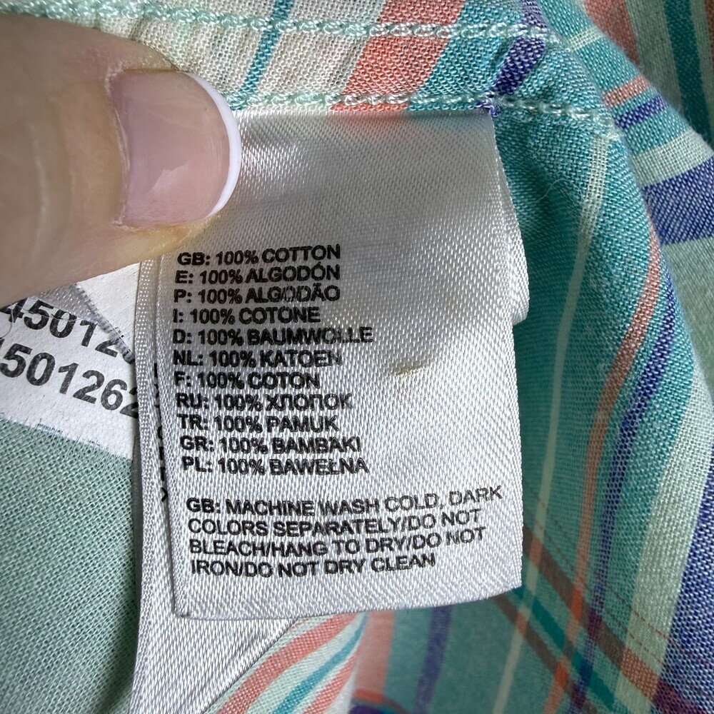 The North Face Button Up Blouse Women's Sz XL Blue Green Plaid Roll Tab Sleeves - Picture 15 of 15